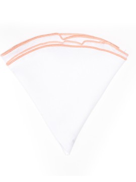 White Linen/Salmon Trim Linen Pocket Circle